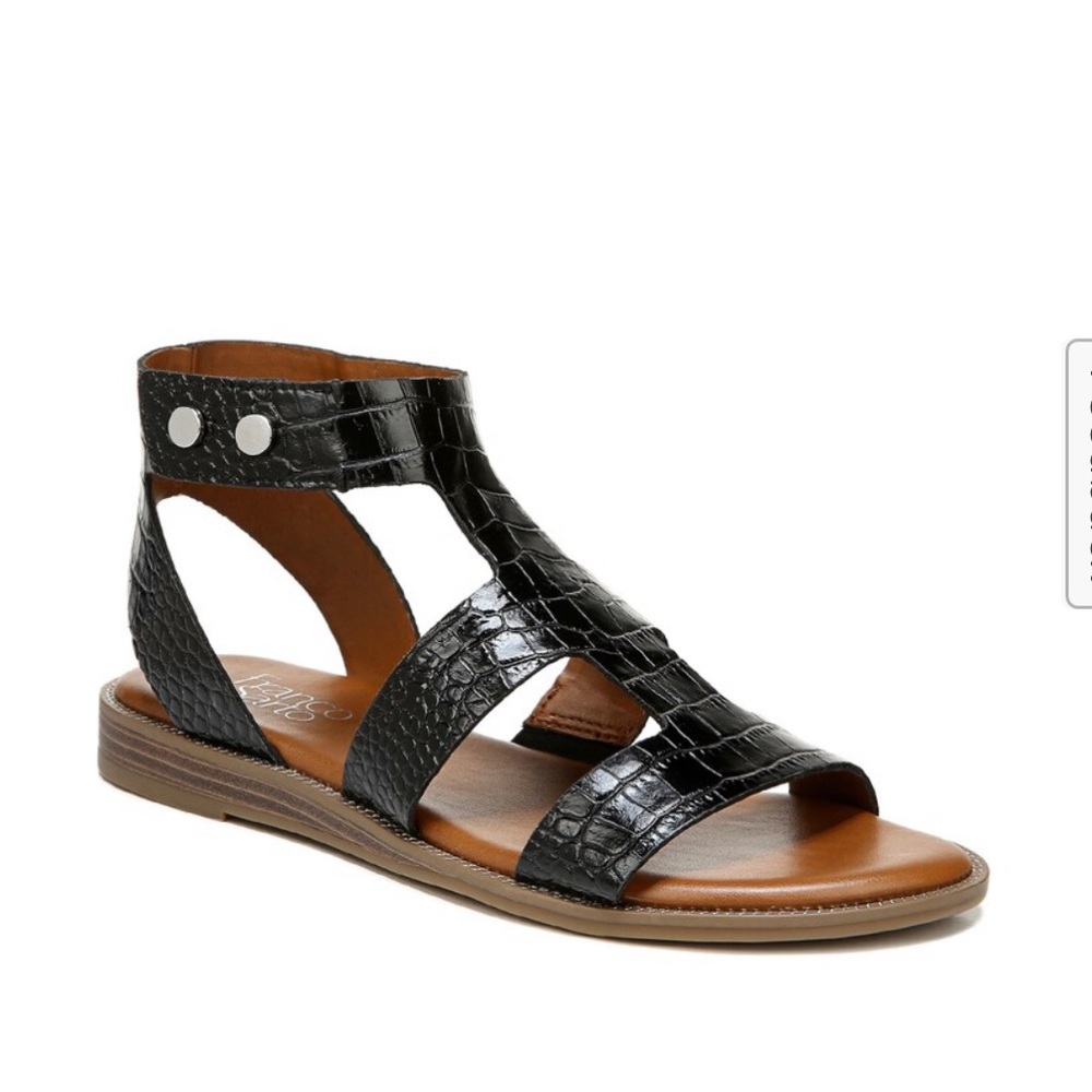 FRANCO SARTO GENEVIA GLADIATOR BLACK SANDALS SIZE: 7